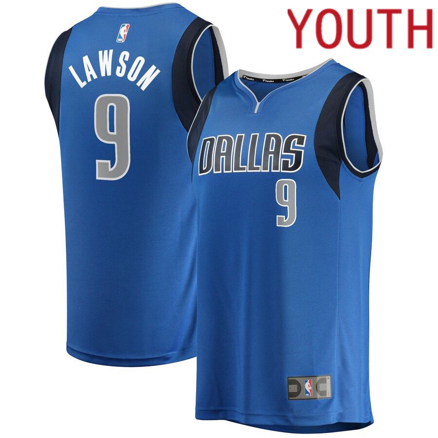 Youth Dallas Mavericks #9 A.J. Lawson Fanatics Branded Blue Fast Break Player NBA Jersey